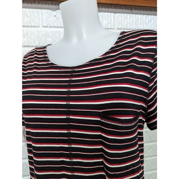 Adrienne Vittadini Women's Large Striped Short Sleeve Knit Maxi Dress - Picture 3 of 6